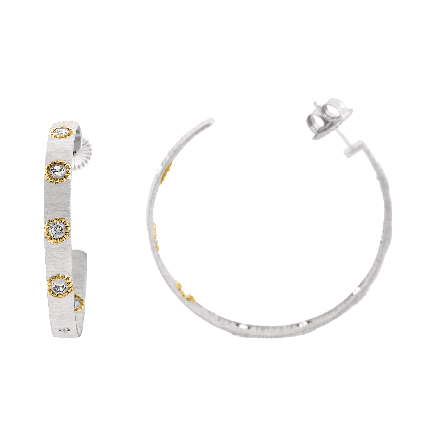 Silver 2-Tone Hoop Earrings