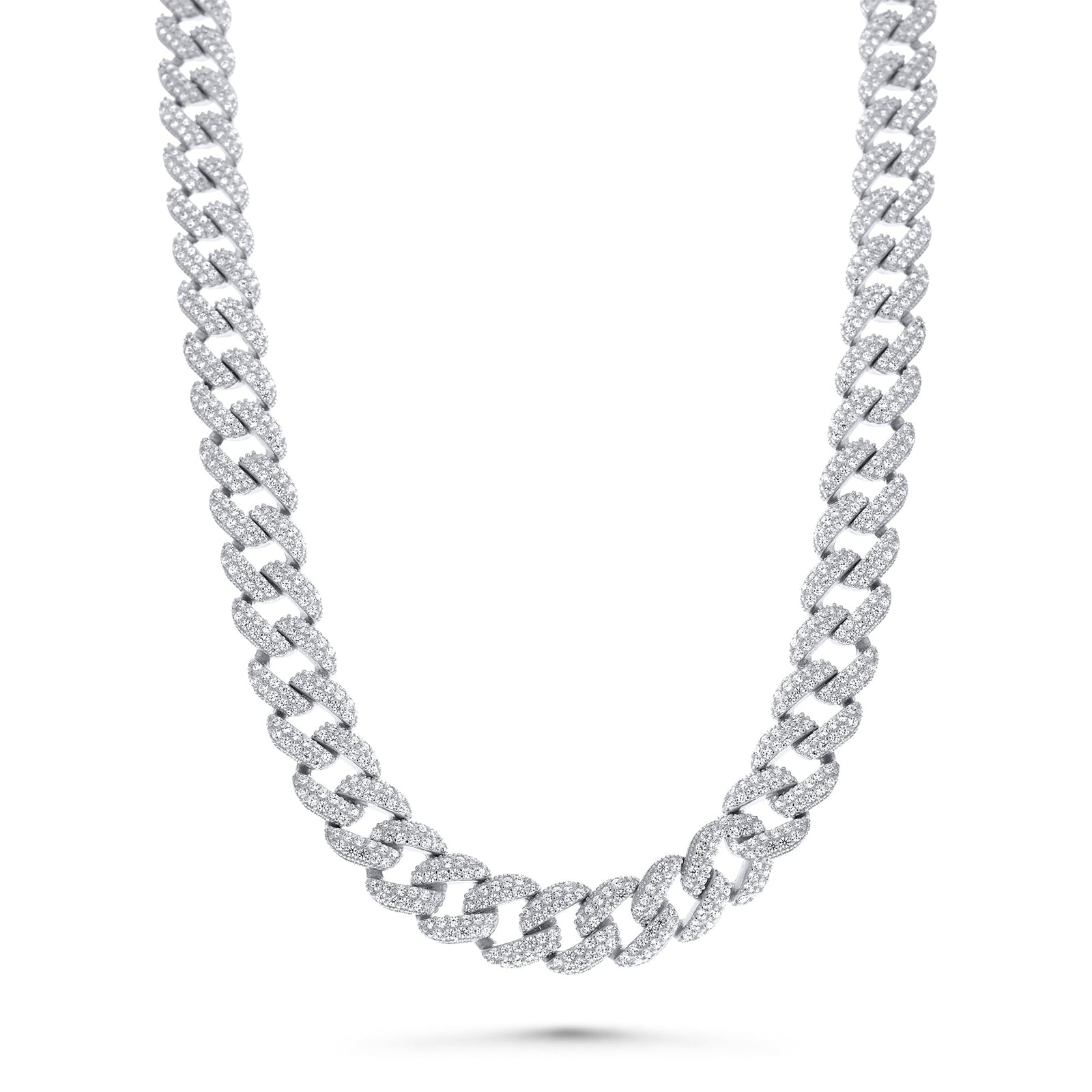 Large Silver Cuban Tennis Chain Necklace CZ