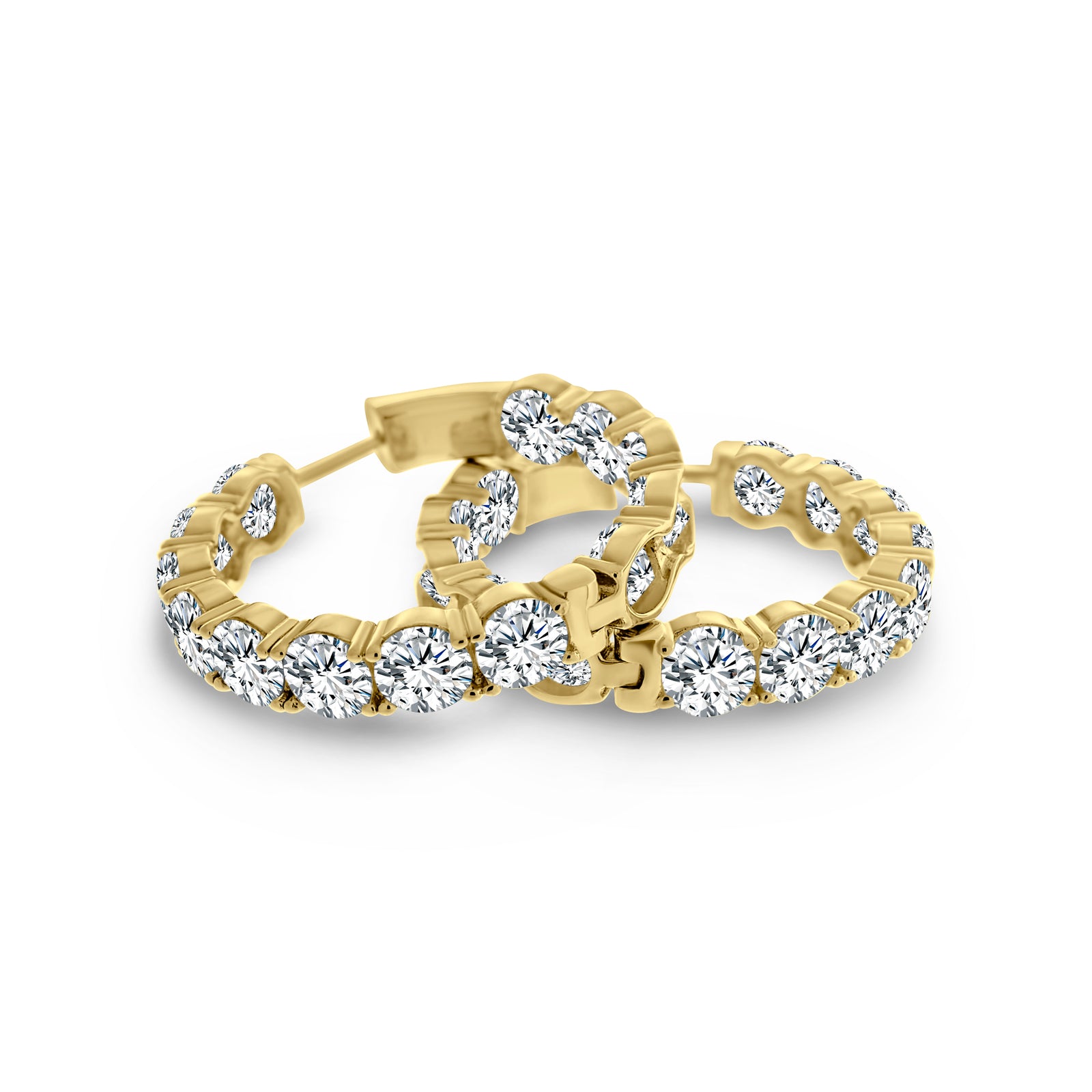 Medium Gold Hoop Earrings Cubic Zirconia CZ