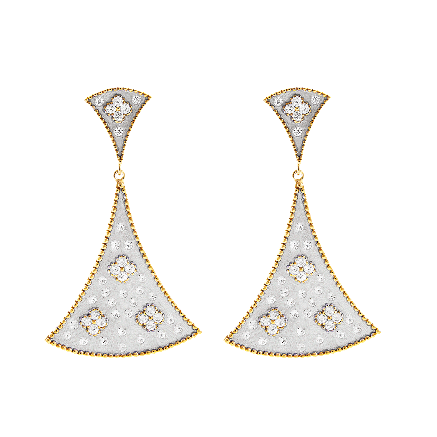 2-Tone Silver Frosted Drop Earrings