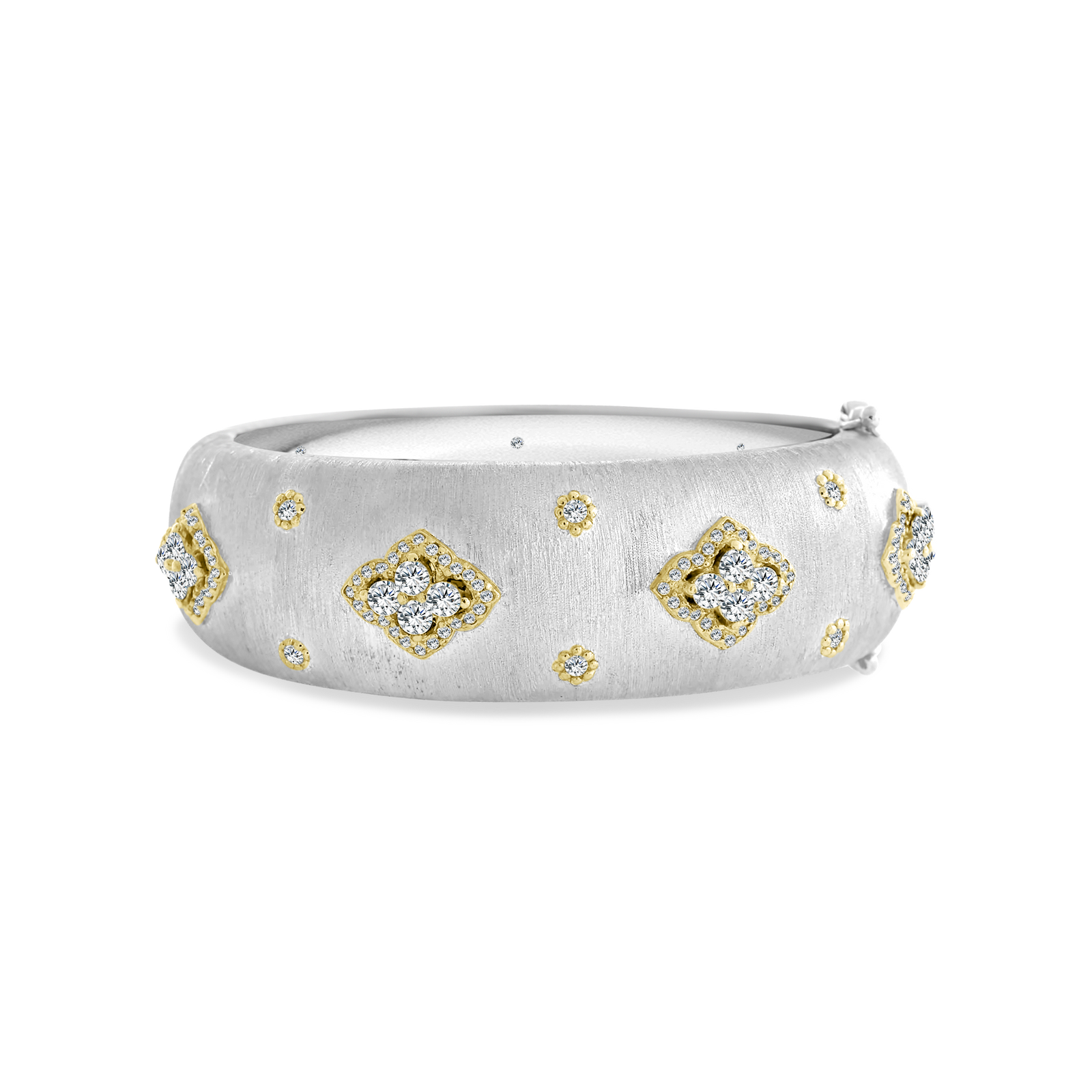 Small Silver 2-Tone Frosted Bracelet with Gold Details