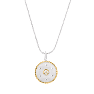 Silver 2-Tone Frosted Rounded Pendant Necklace