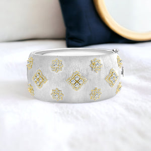 Silver 2-Tone Frosted Bracelet with Gold Details