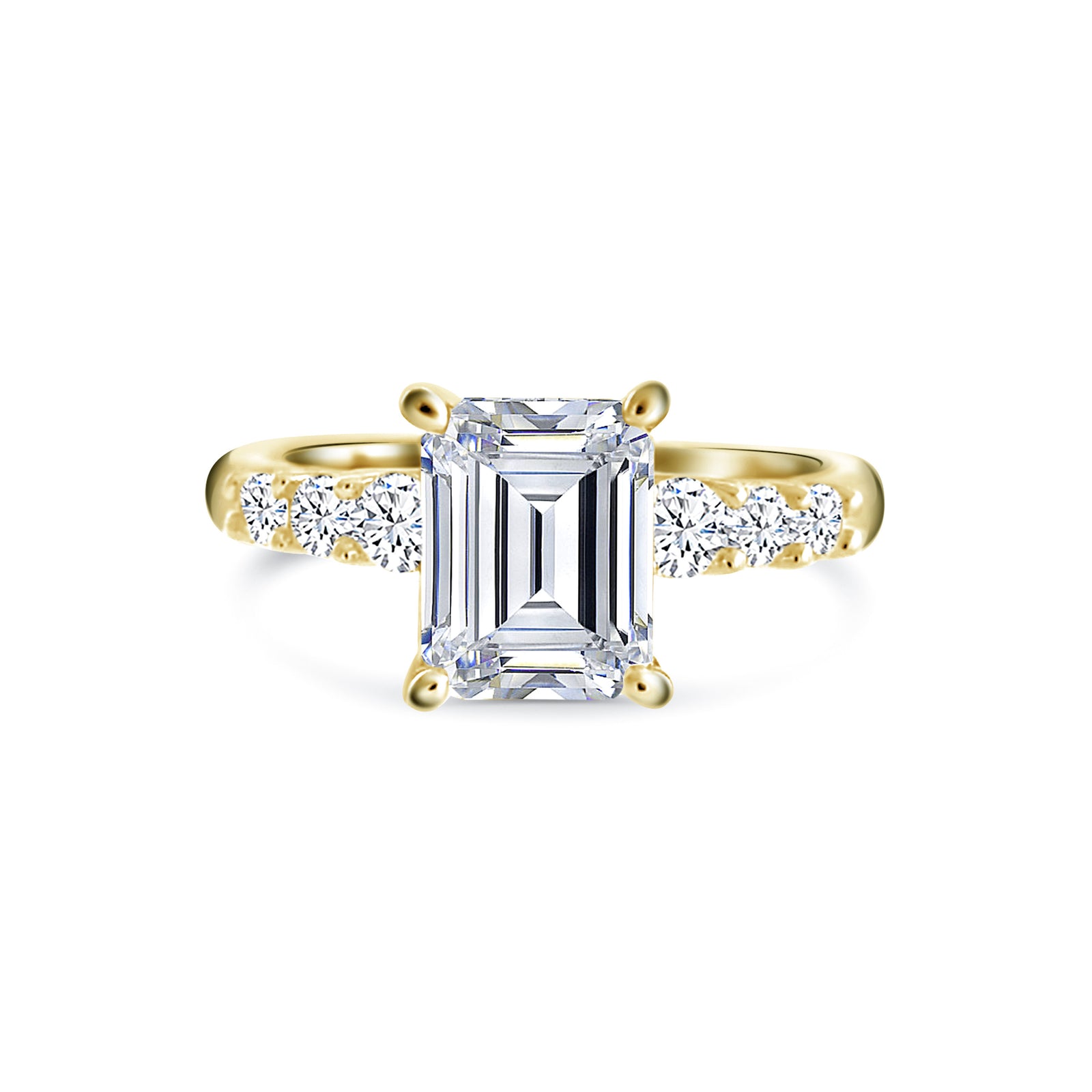 Small Emerald Cut Gold Ring Sterling Silver 925 CZ