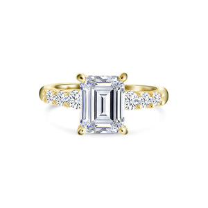 Small Emerald Cut Gold Ring Sterling Silver 925 CZ