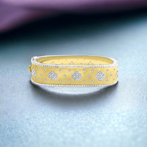 Square Gold 2-Tone Frosted Bracelet with Silver Details