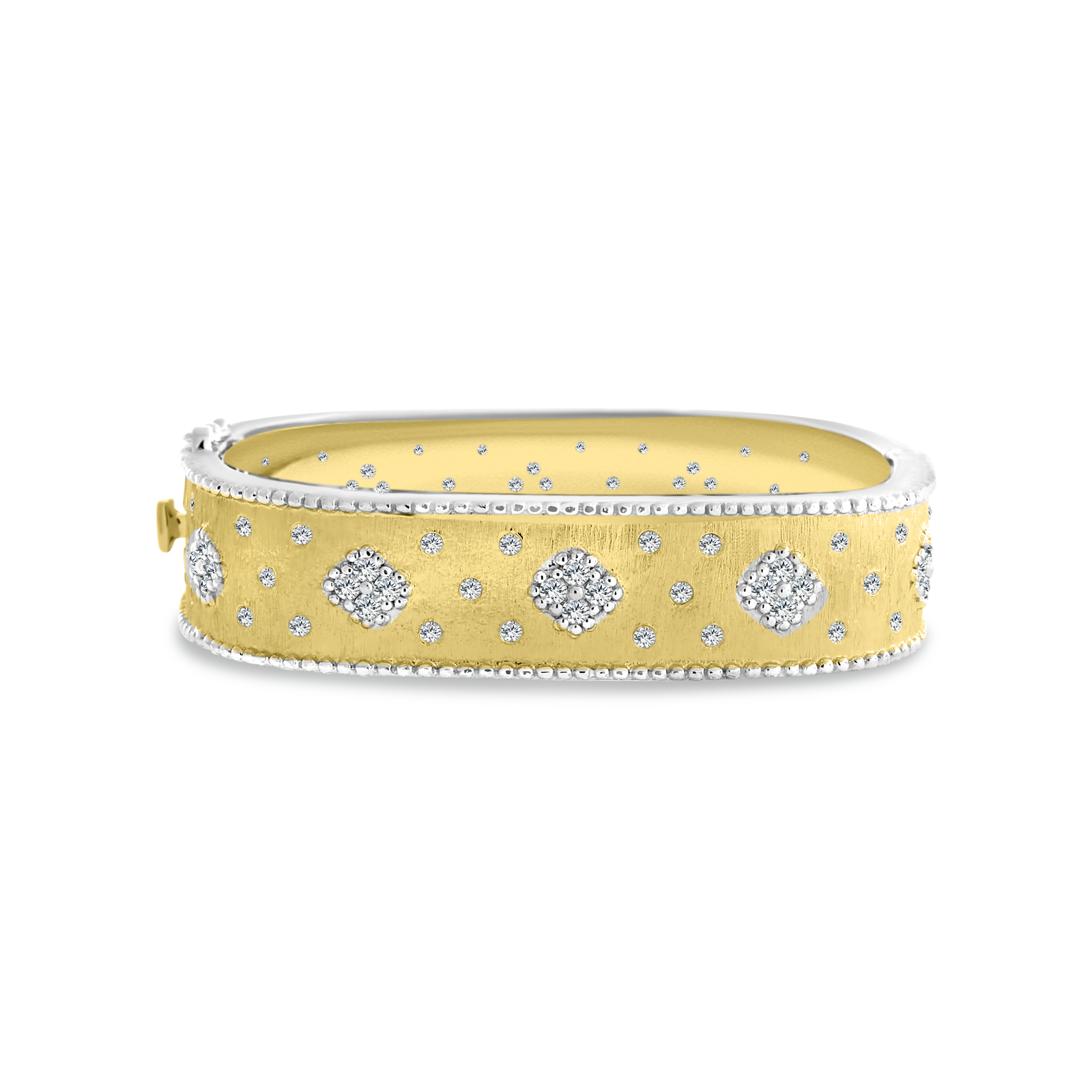 Square Gold 2-Tone Frosted Bracelet with Silver Details