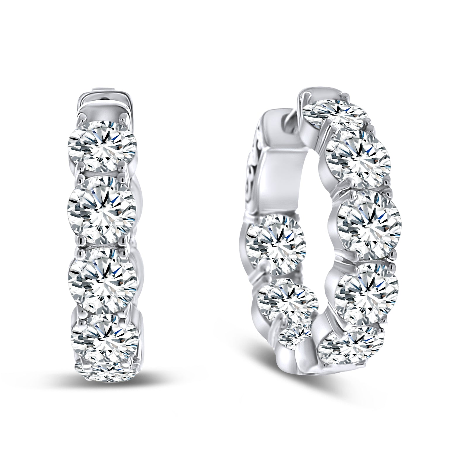 Small Sterling Silver Hoop Earrings CZ