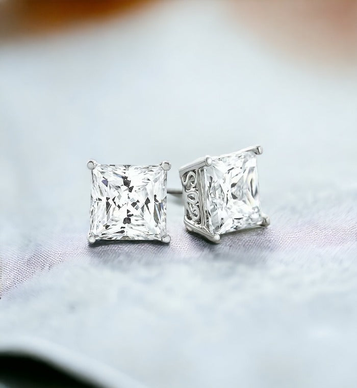 Classic Square CZ Stud Earrings