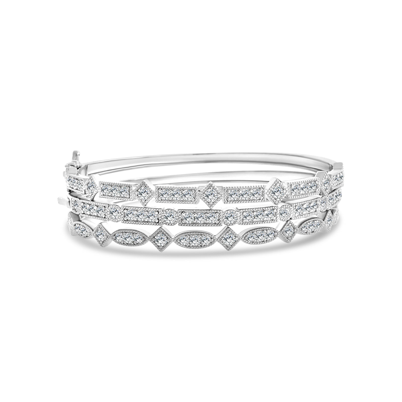 Stackable Bangle Bracelets Sterling Silver CZ