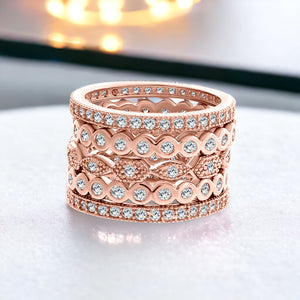 Set of 5 Stackable Rose Gold Eternity Rings CZ