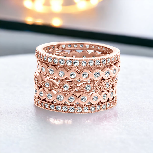 Stacking Rings Rose Gold Cubic Zirconia Rings Rose Gold Cubic