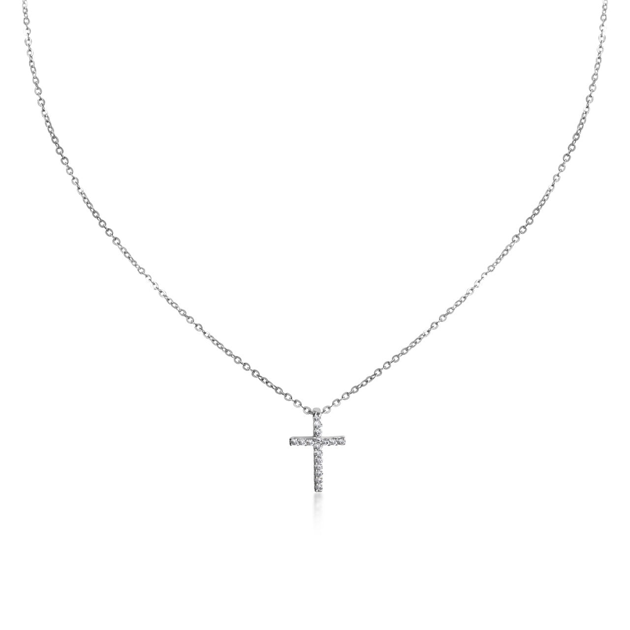 White Gold Diamond Cross Necklace