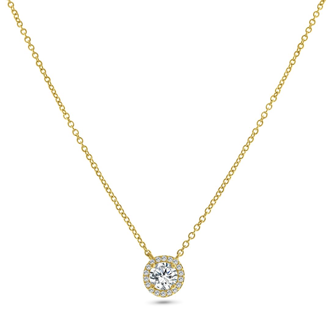 Gold Halo Pendant Necklace