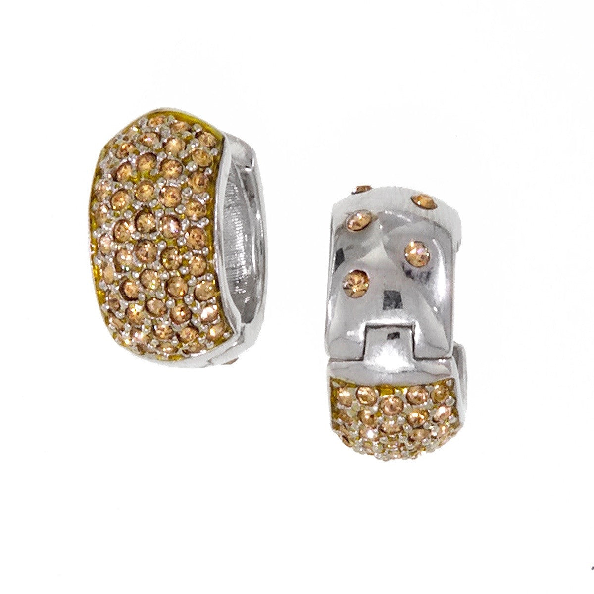 Large Reversable Huggies with Yellow Swarovski Crystals by Bobby Schandra