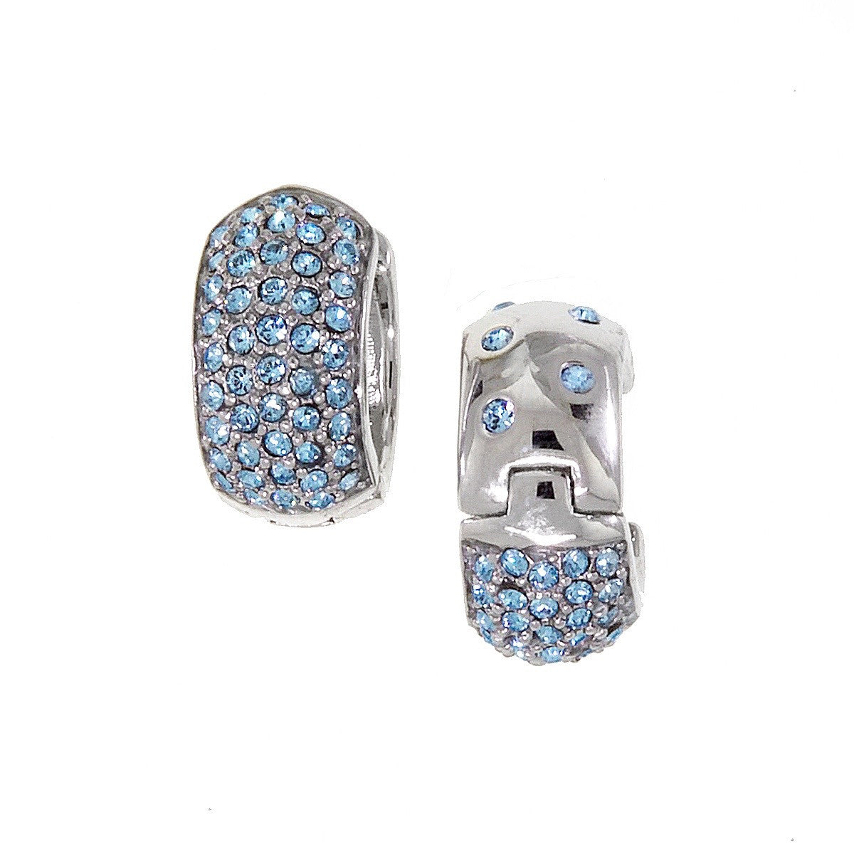 Medium Reversable Huggies with Light Blue Swarovski Crystals by Bobby Schandra