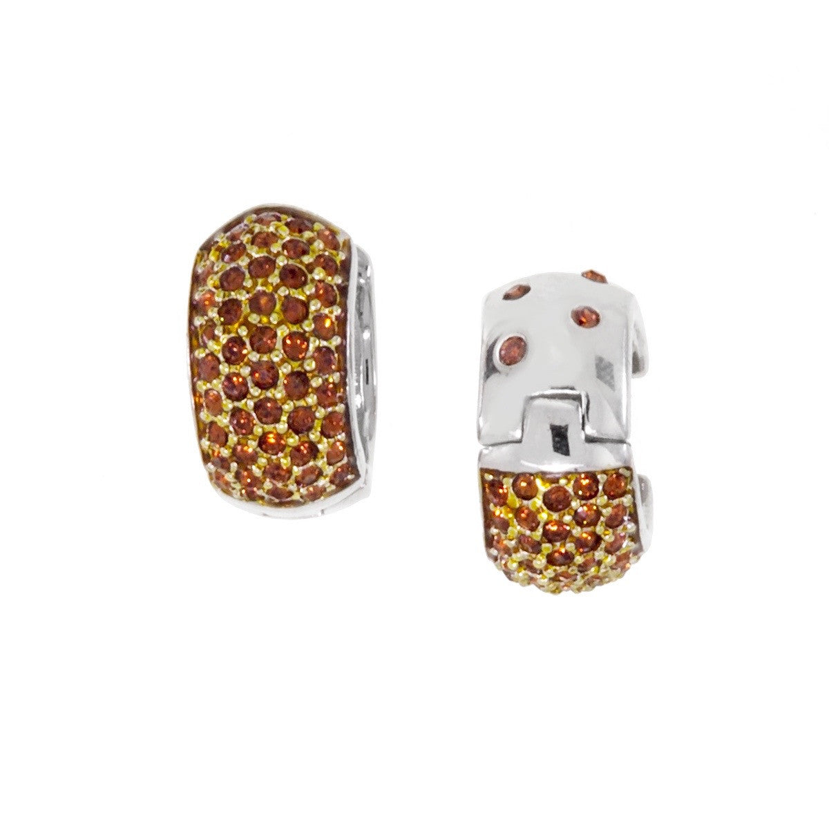 Medium Reversable Huggies with Amber Swarovski Crystals by Bobby Schandra