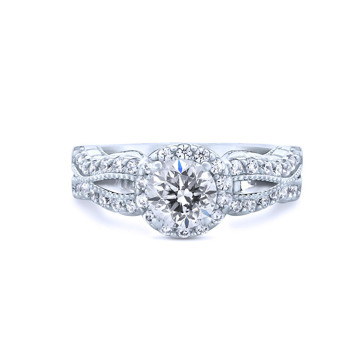 1K Round Chandi Diamond with Braided Ring and Halo by Bobby Schandra