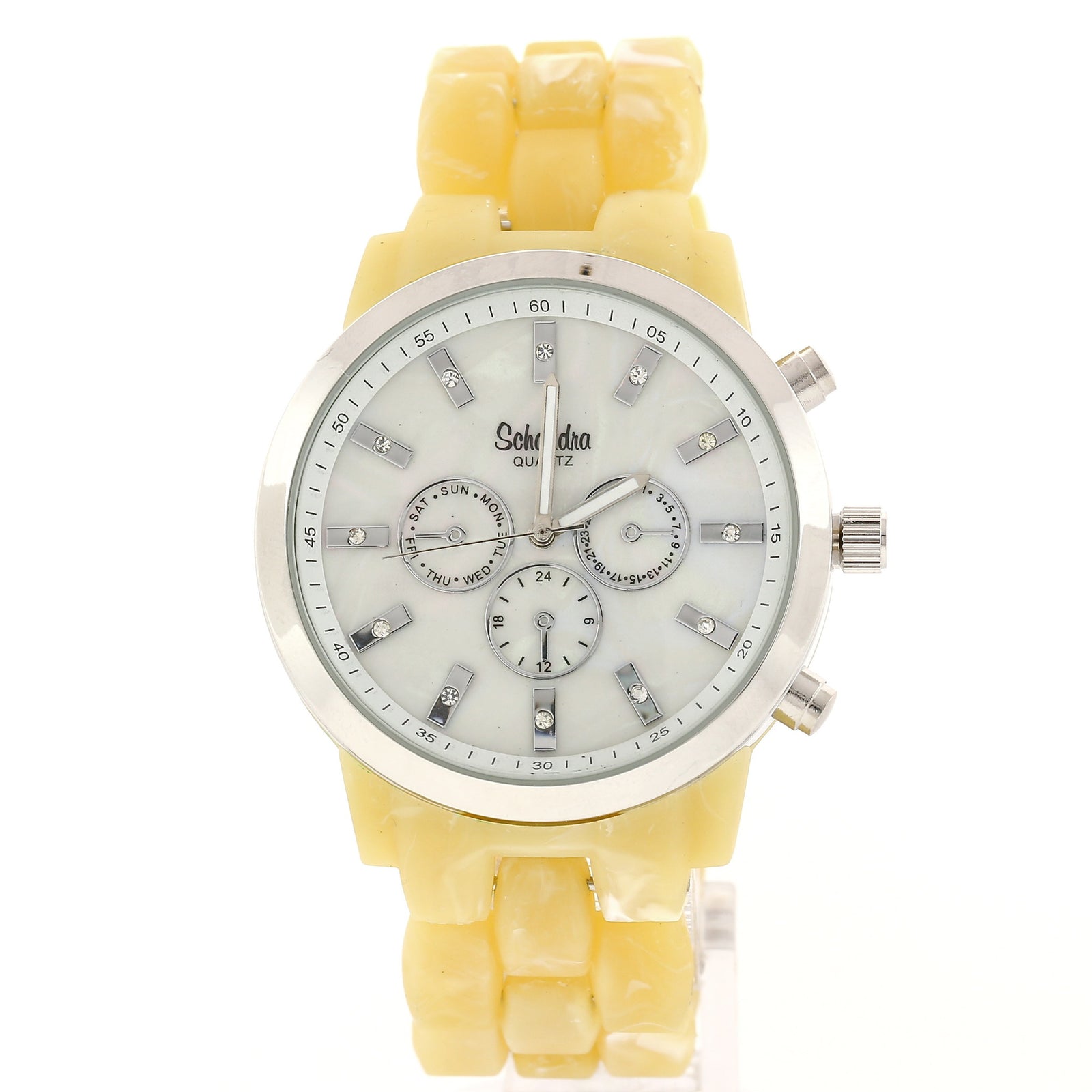 Large Silver and Horn Crystal Fashion Watch