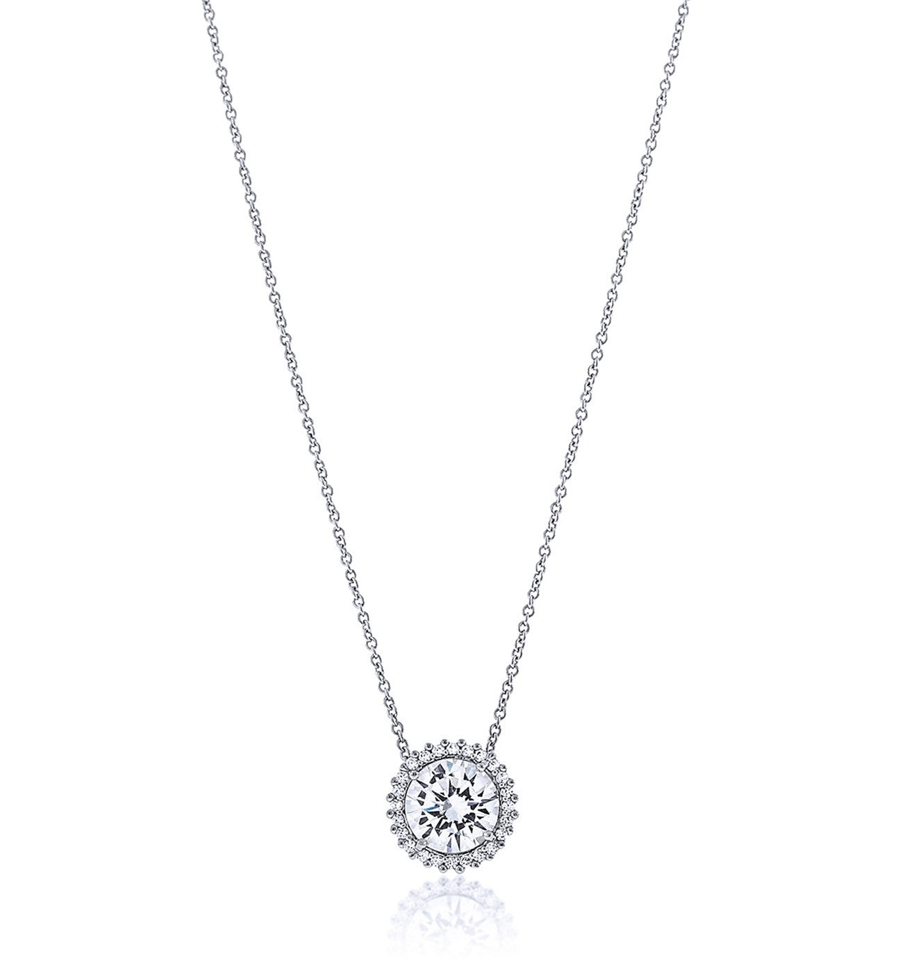 Center Stone Halo Chandi Diamond Pendant Necklace by Bobby Schandra