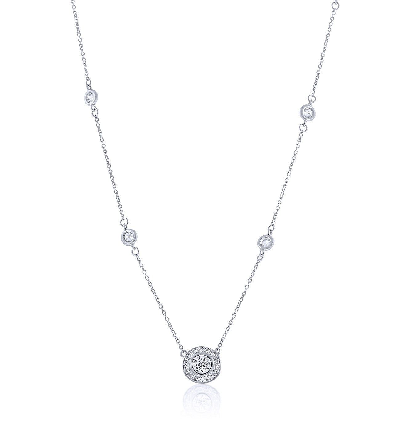 Chandi Diamond Pendant Necklance Adorned with Round Stones by the Yard by Bobby Schandra