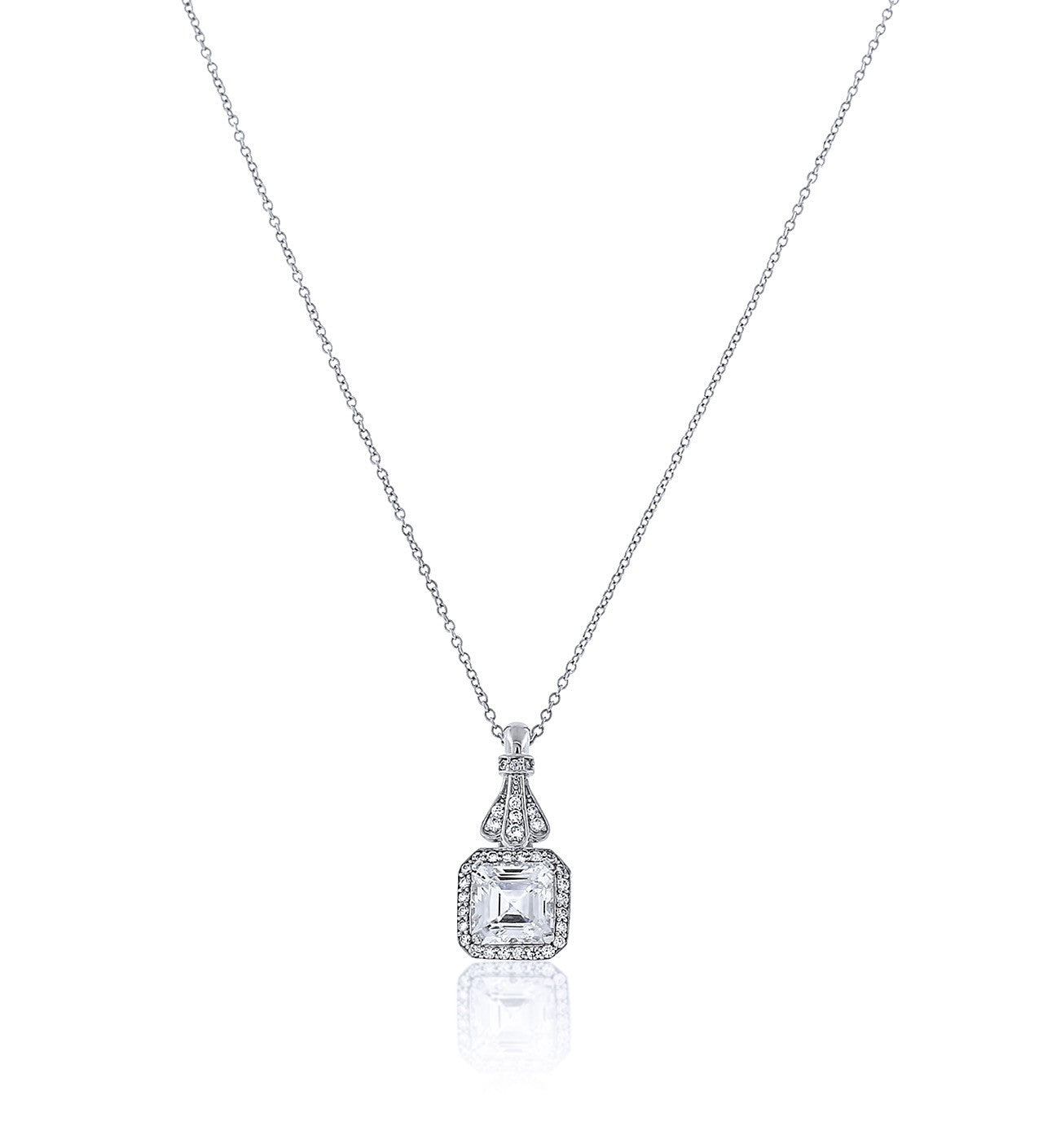Chandi Diamond Princess Cut Pendant Necklace w/ Chandi Diamond Halo by Bobby Schandra
