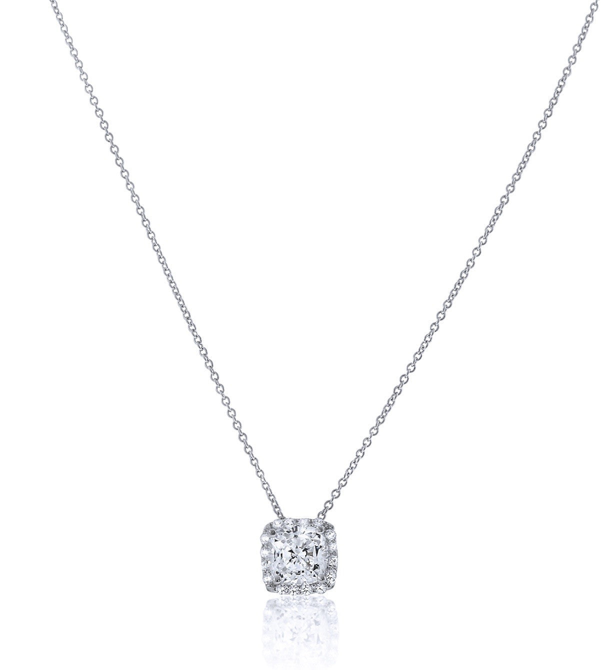 Cube Diamante Stud Silver-Toned Mini Pendant Necklace