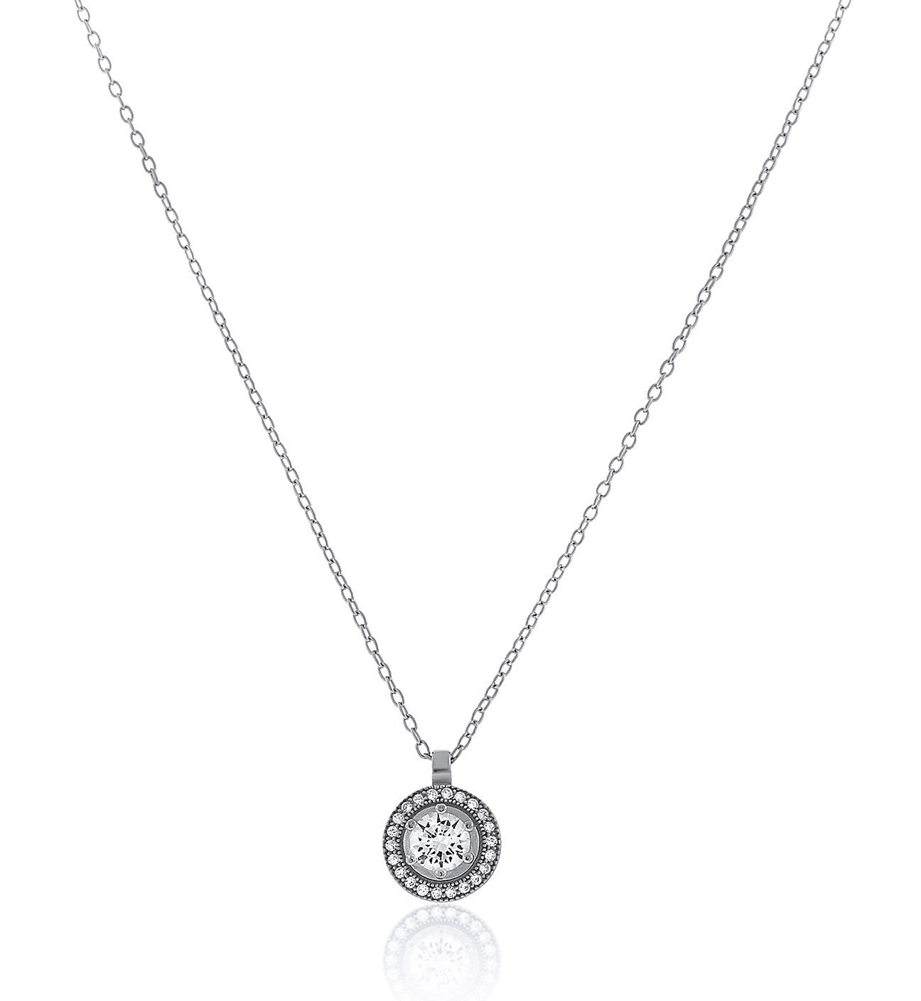 Circlet Mini CZ Halo Chandi Diamond Pendant Necklace by Bobby Schandra