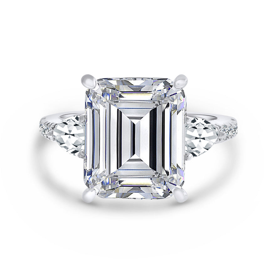 4-Carat Emerald Cut Sterling Silver 925 Ring