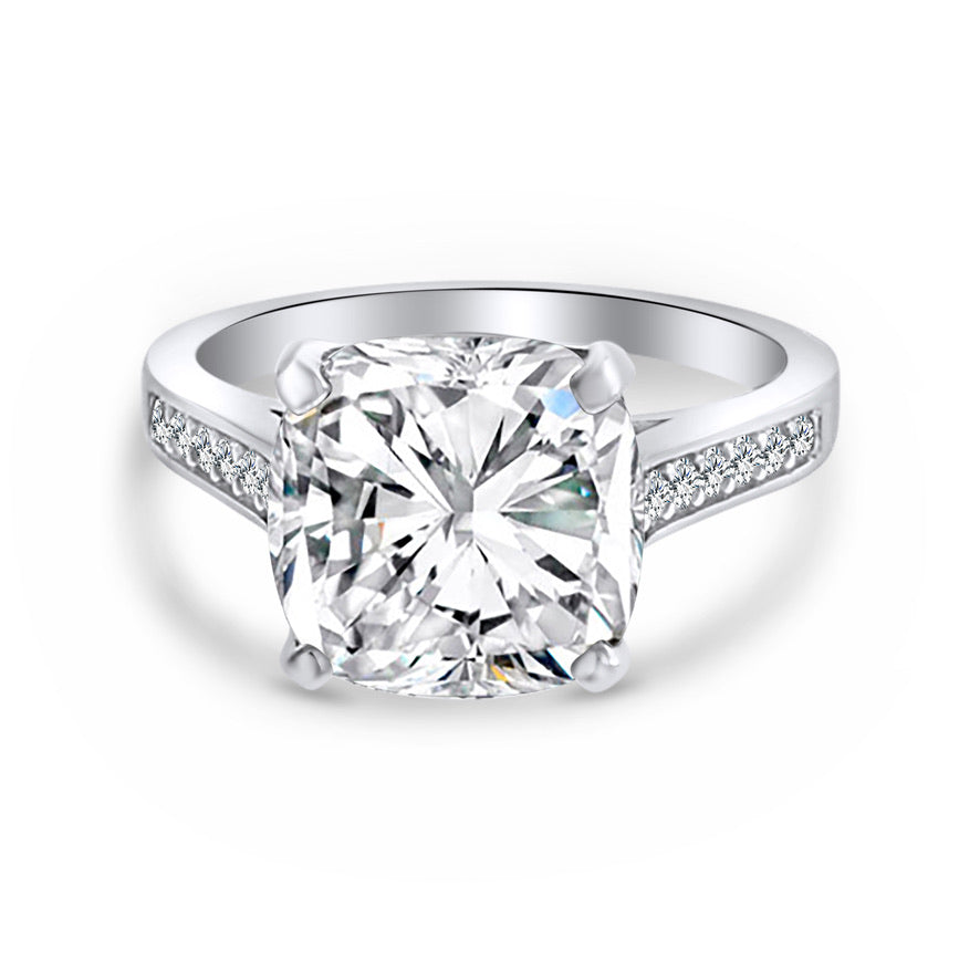 4 Carat Cushion Cut Sterling Silver 925 Ring