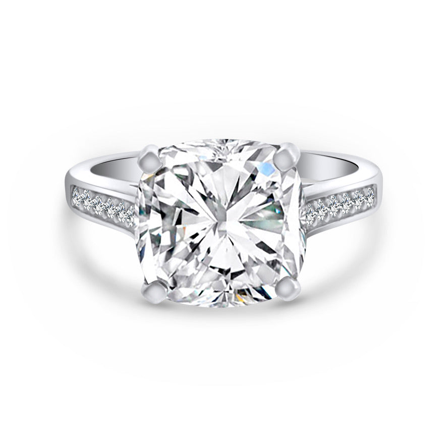 4 Carat Cushion Cut Sterling Silver 925 Ring