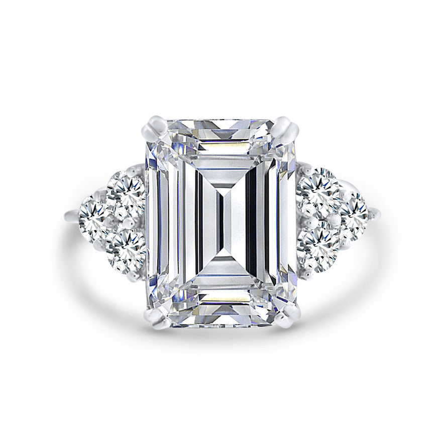 5 Carat Emerald Cut Sterling Silver 925 Ring