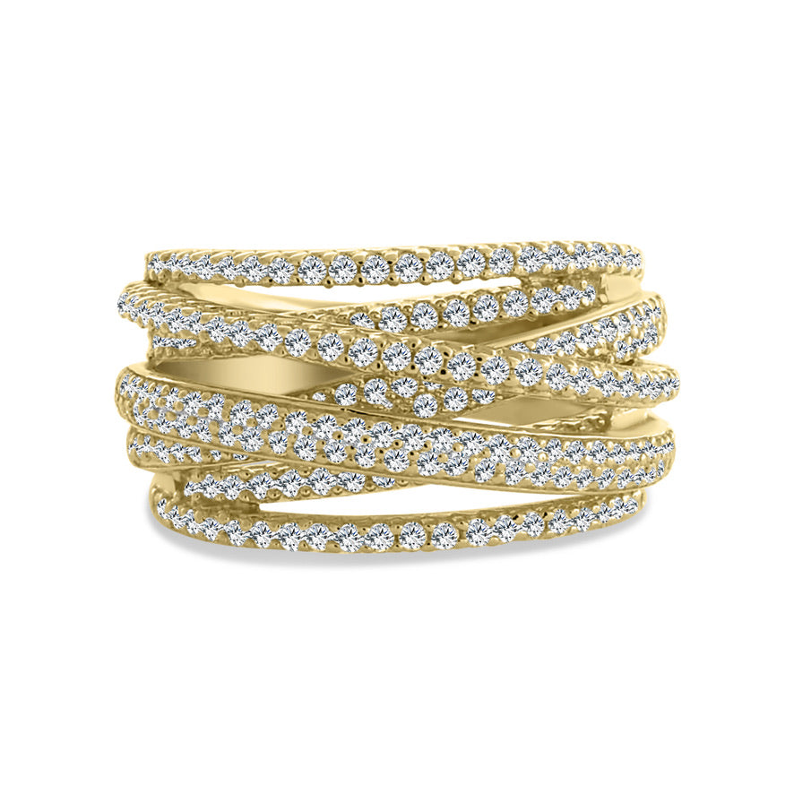 Gold 7 Row Highway Wrap Ring Sterling Silver 925