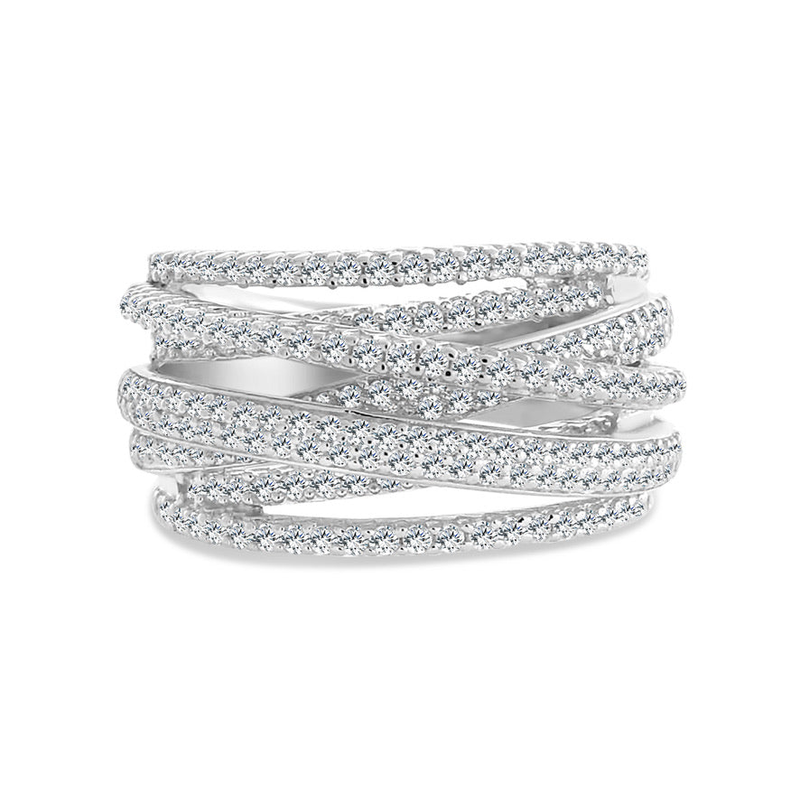 Silver 7 Row Highway Wrap Ring Sterling Silver 925