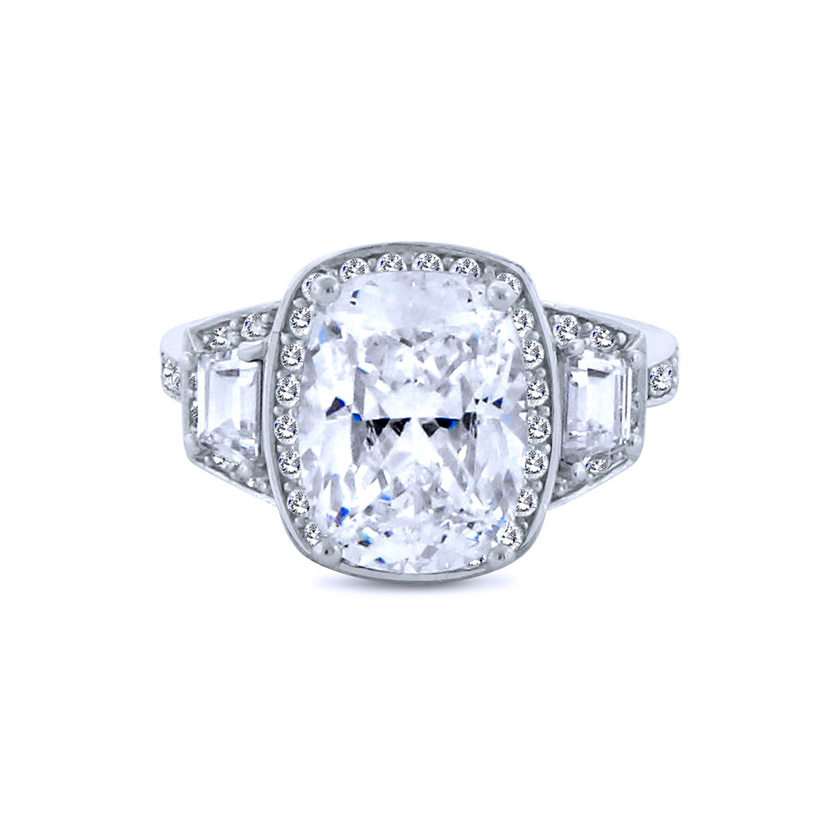 7K Radiant Emerald Cut Chandi Diamond Ring w/Halo by Bobby Schandra