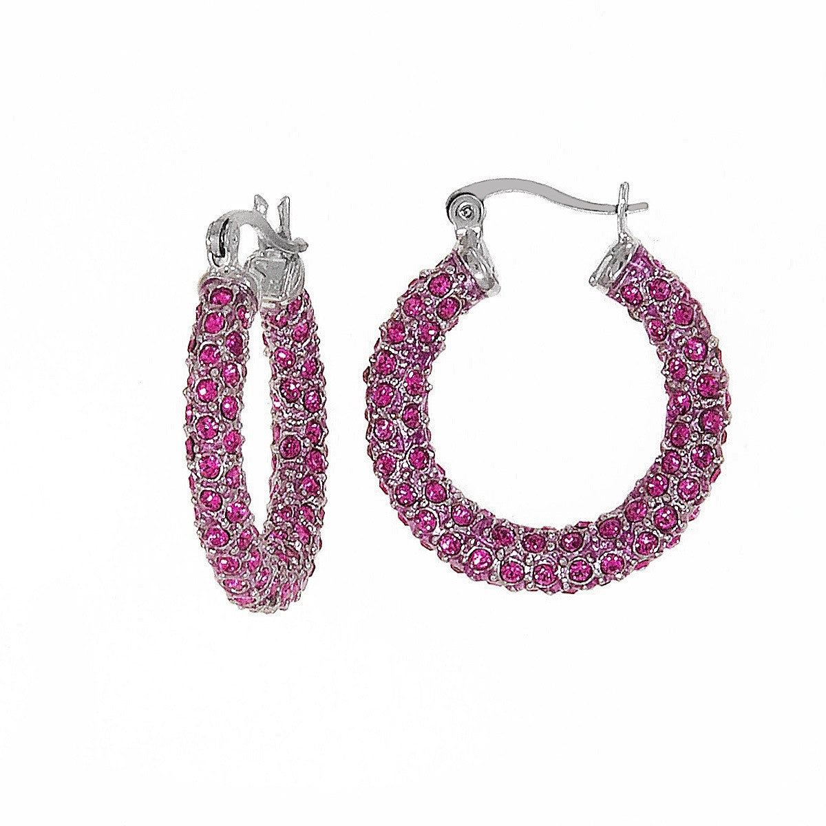 Magenta Swarovski Crystal Small Hoop Earring by Bobby Schandra