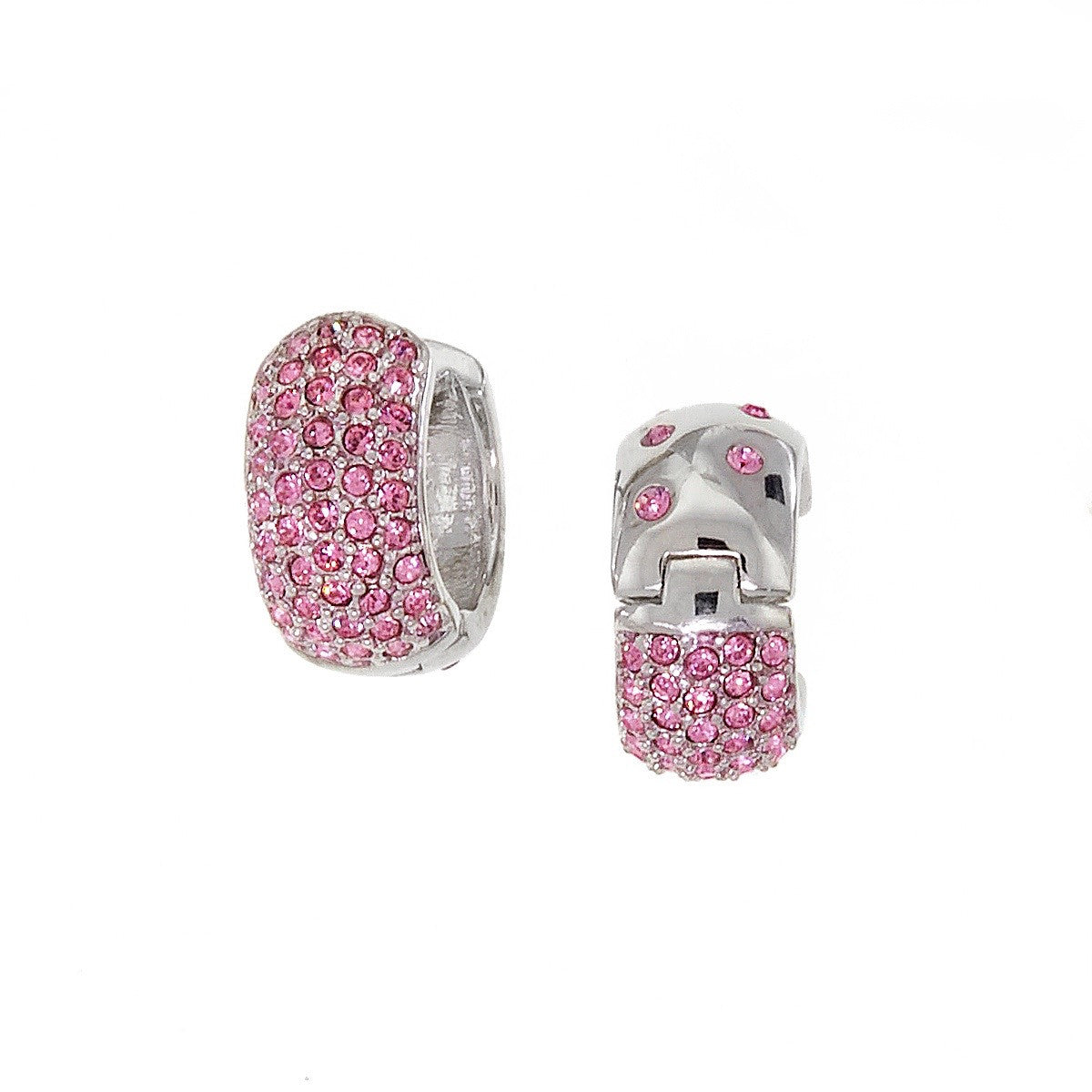 Small Reversable Huggies with Pink Swarovski Crystals by Bobby Schandra