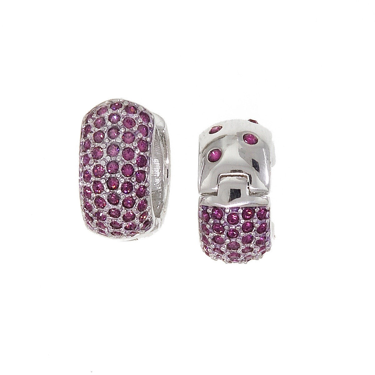 Medium Reversable Huggies with Purple Swarovski Crystals by Bobby Schandra