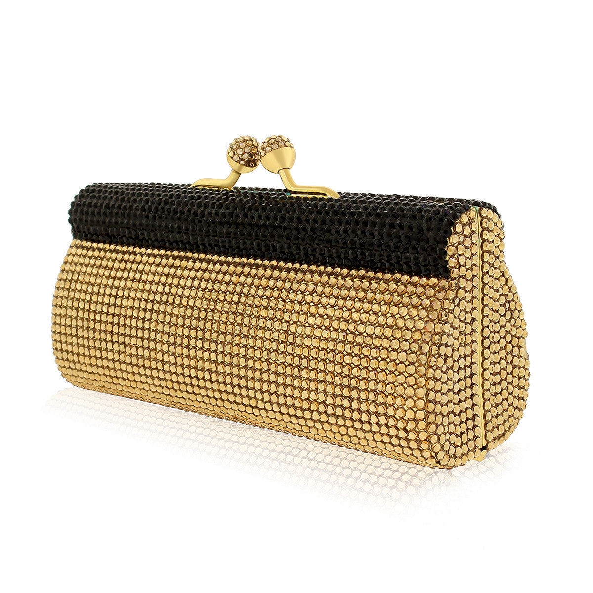 Black and Gold Swarovski Crystal Evening Clutch