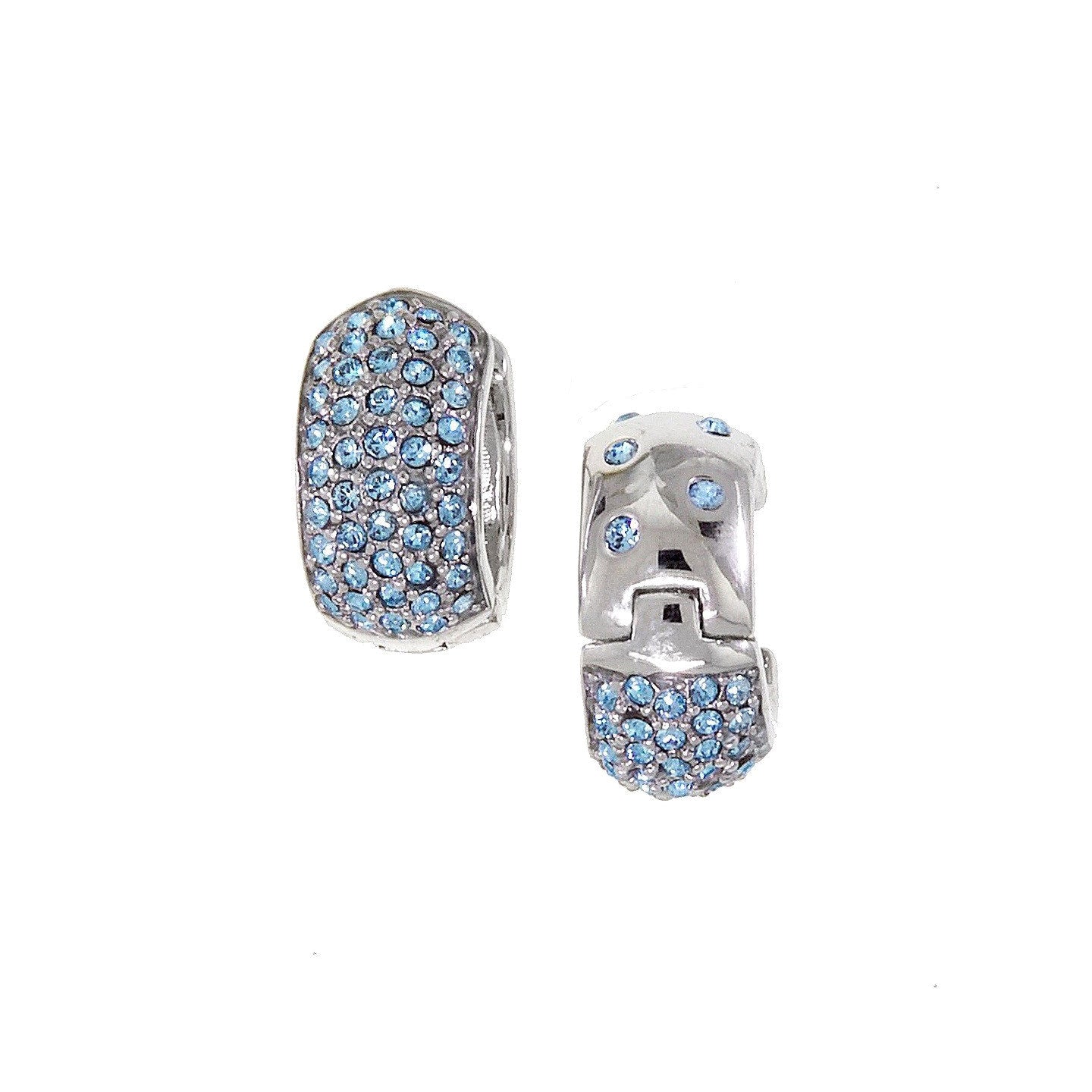 Medium Reversable Huggies with Light Blue Swarovski Crystals by Bobby Schandra