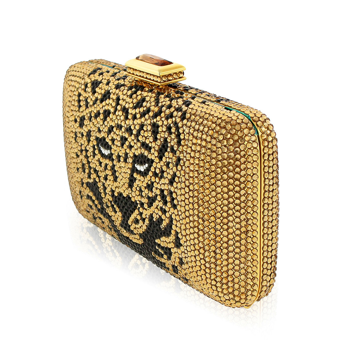 Bronze Leopard Swarovski Crystal Evening Clutch