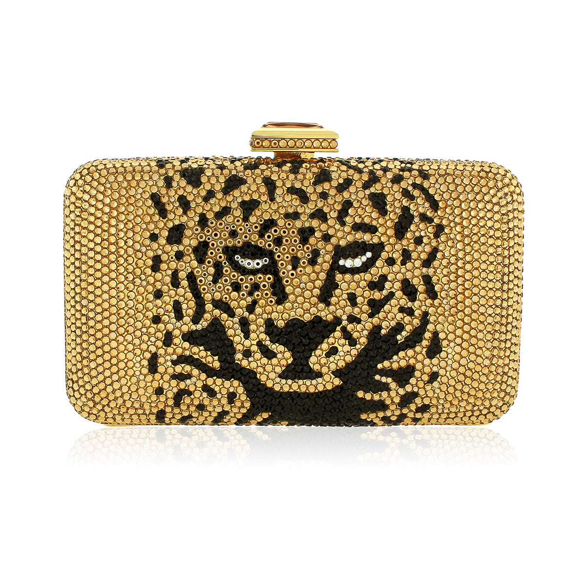 Bronze Leopard Swarovski Crystal Evening Clutch