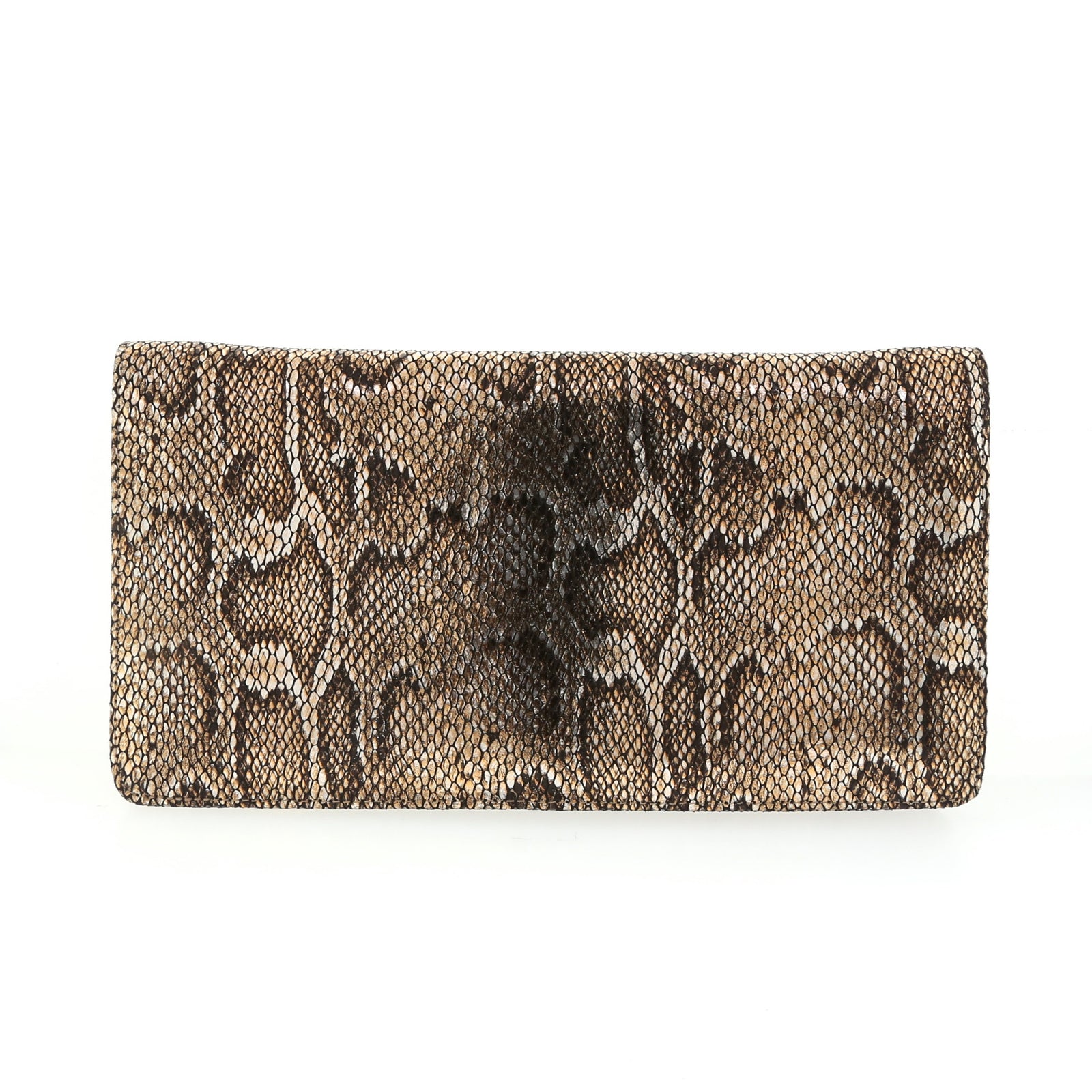 Snake Skin Bronze Fold-over Clutch by Bobby Schandra