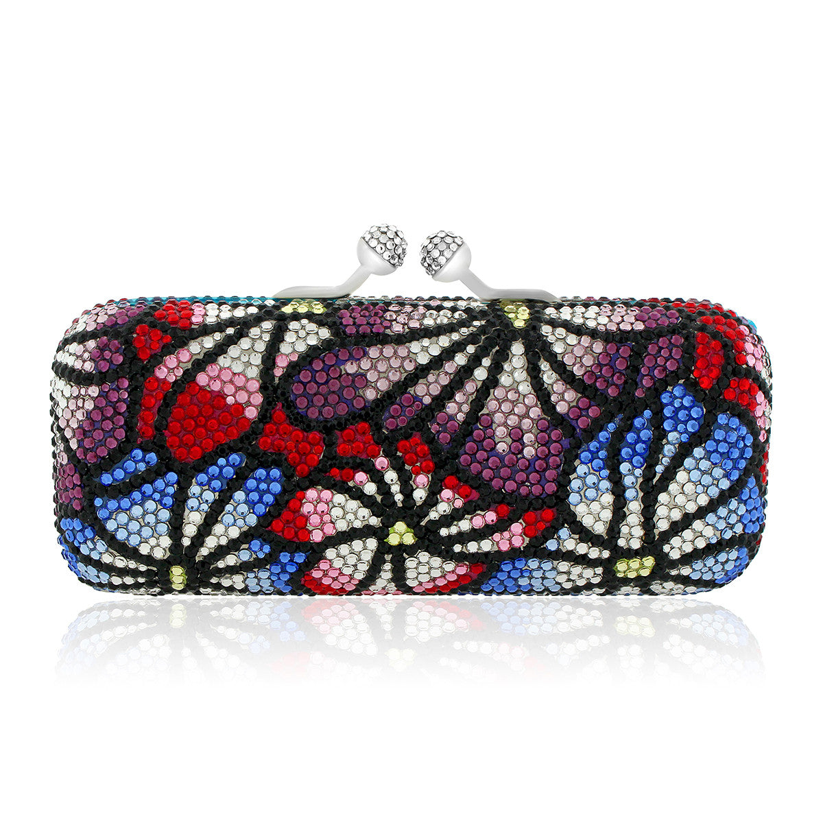 Colorful Flower Swarovski Crystal Evening Clutch
