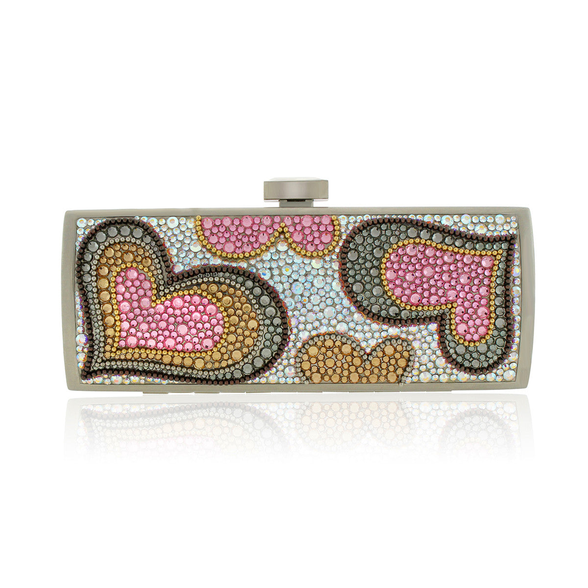 Colorful Heart Swarovski Crystal Evening Clutch by Bobby Schandra