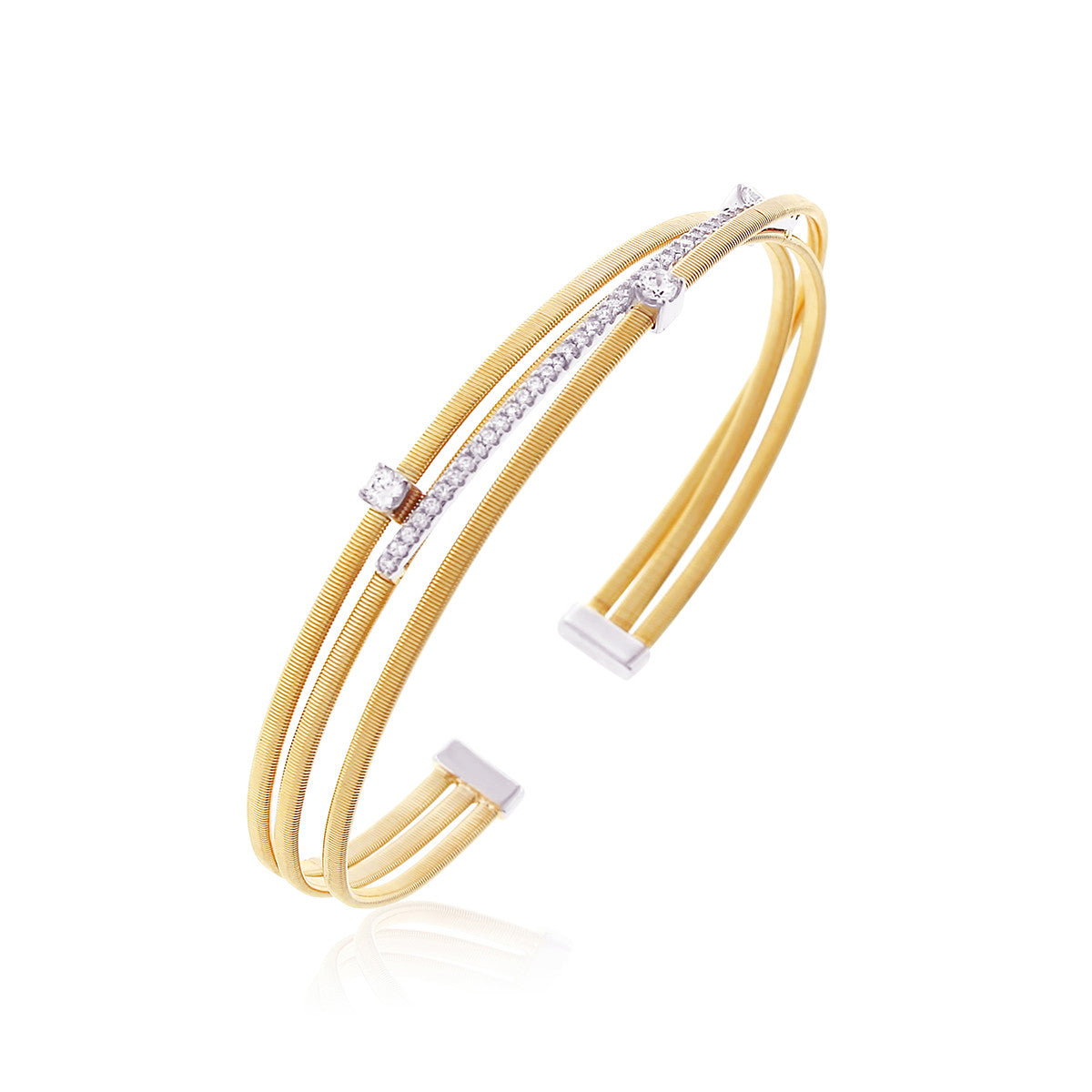 Chandi Diamond Gold Plated Multi Layered Cuff by Bobby Schandra