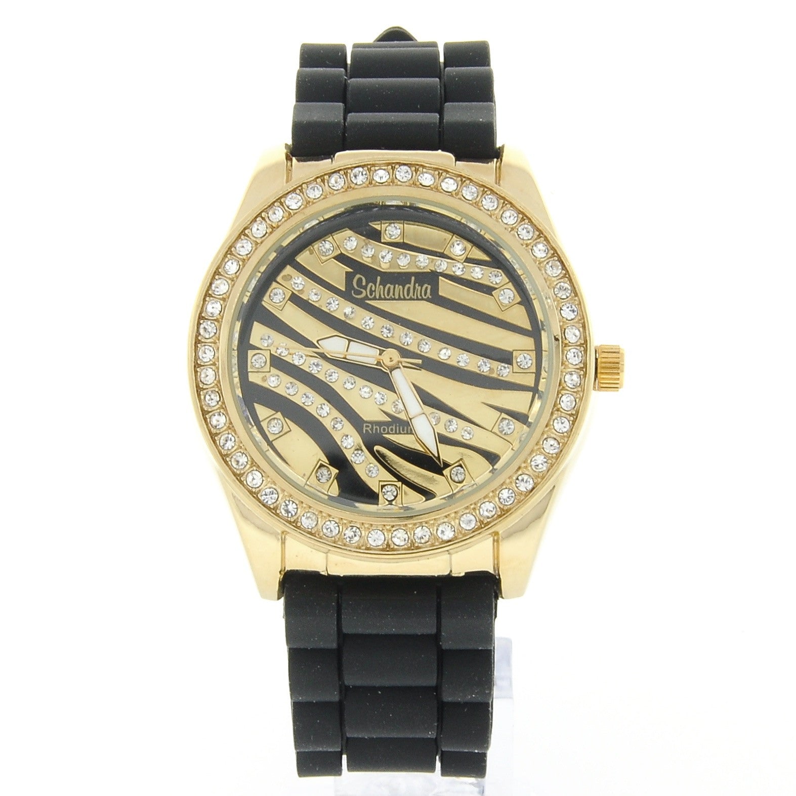 Black and Gold Zebra Bling Watch