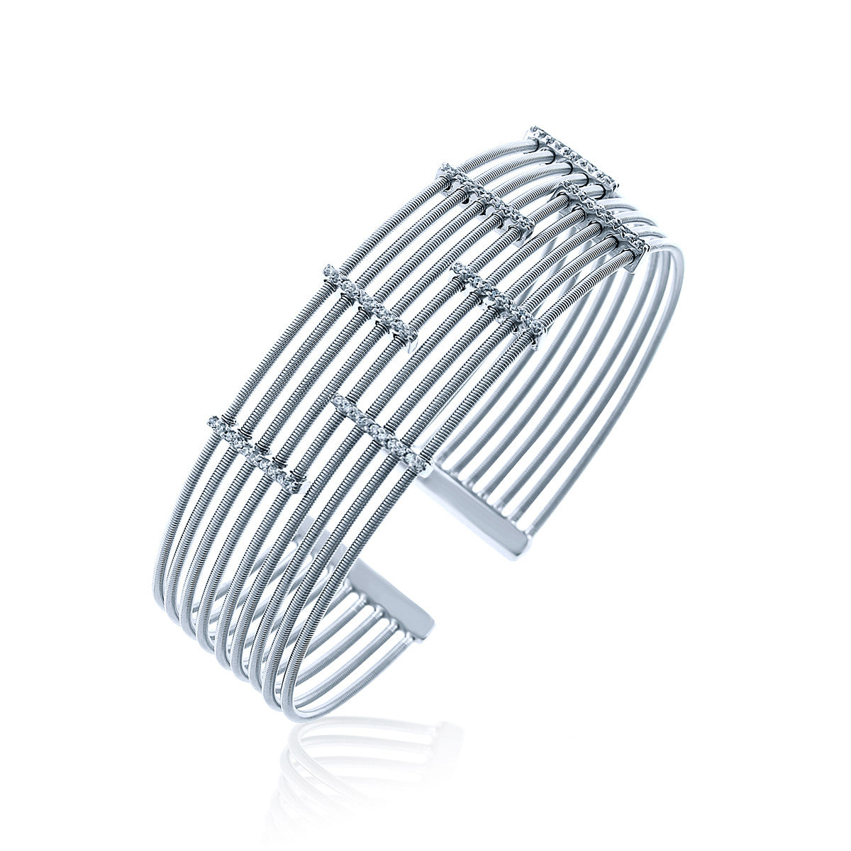 Sterling Silver Multi Bar Chandi Diamond Bolted Cuff by Bobby Schandra