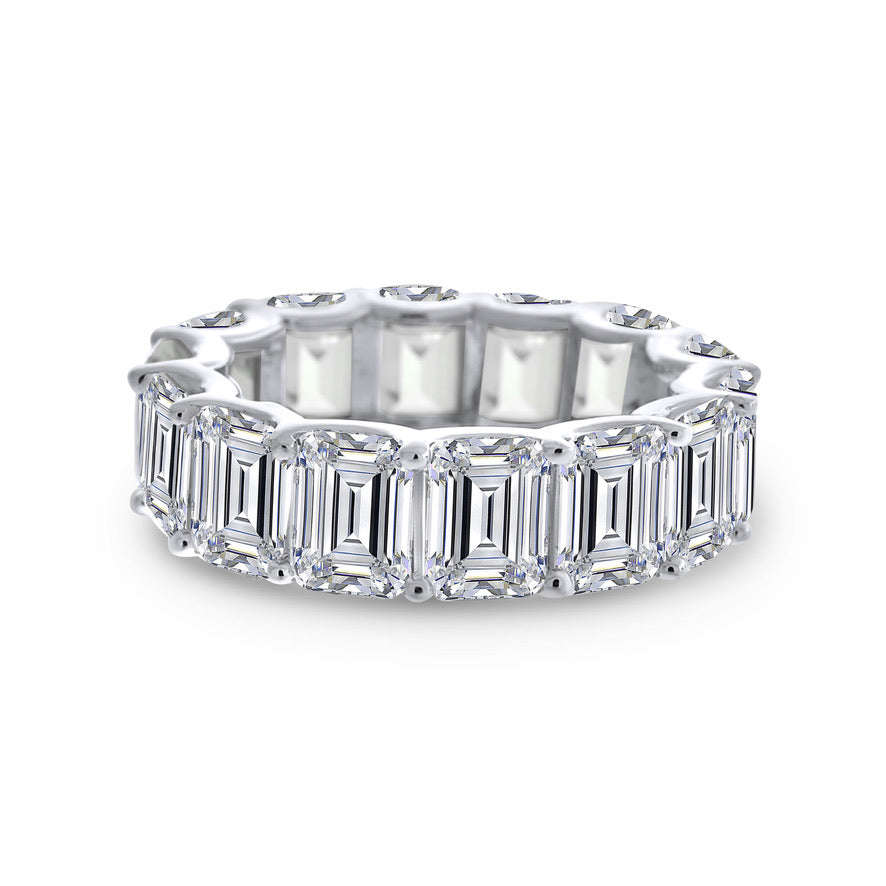 Emerald Cut Diamond Eternity Ring Sterling Silver Band 925