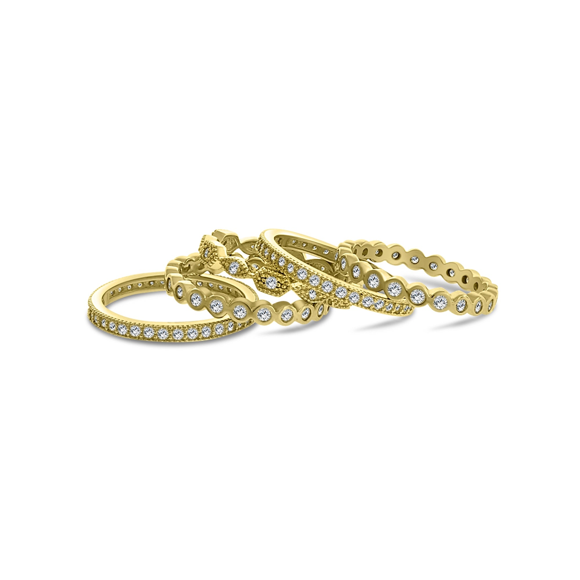 Gold Stackable Rings Set of 5 925 Sterling Silver Rings